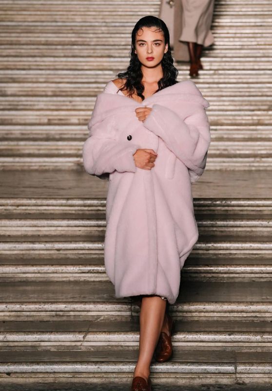 Deva Cassel: A Vision in Pink on the Grand Staircase