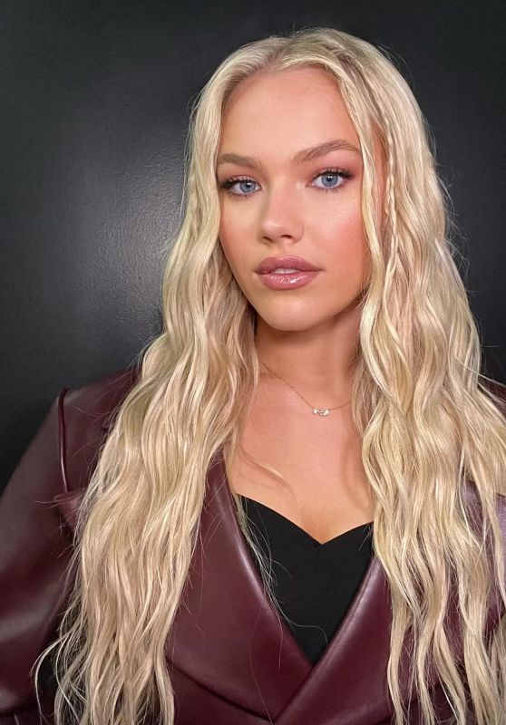 Freya Skye: Blonde Bombshell in Burgundy Leather!