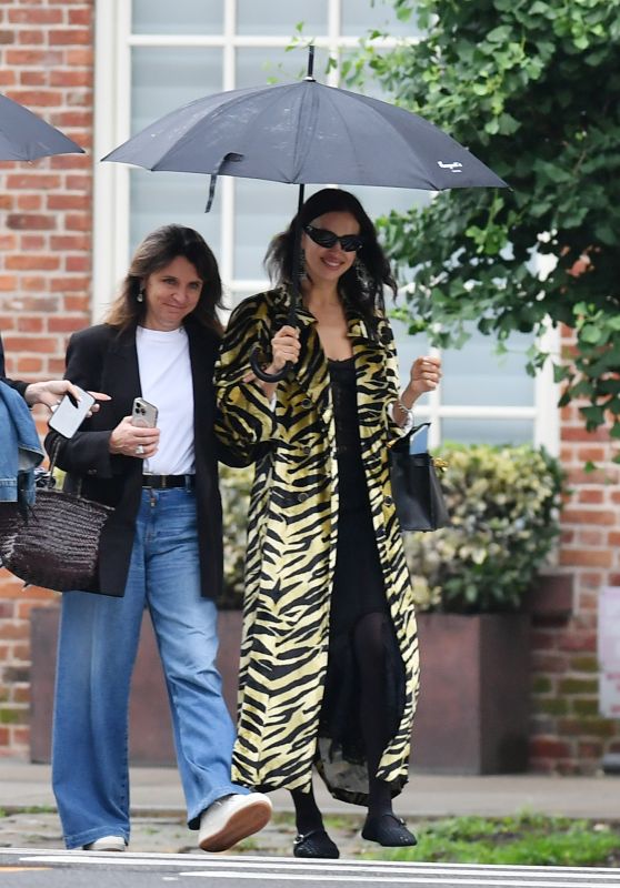 Irina Shayk Dazzles in Zebra Print During Rainy NYC Stroll