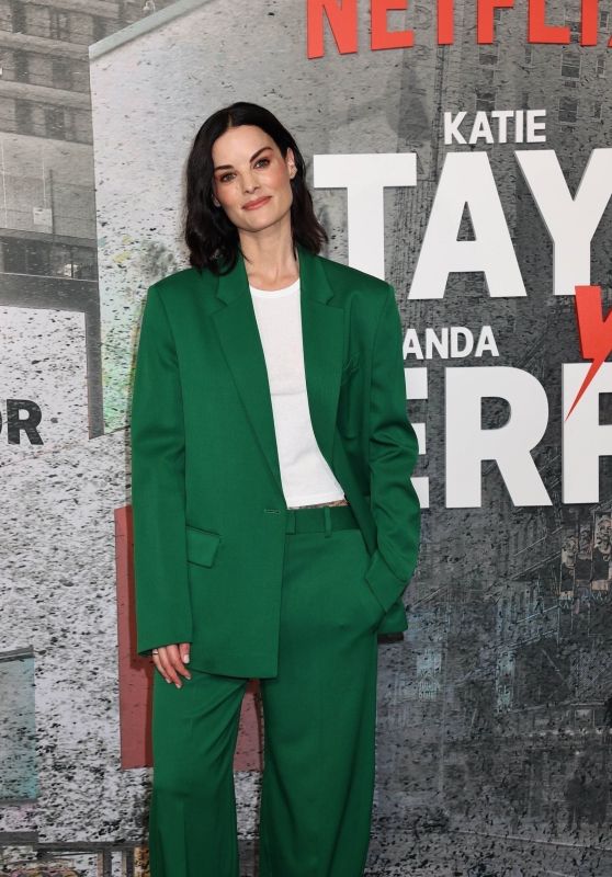 Jaimie Alexander Shines in Emerald Green Suit at Katie Taylor vs. Amanda Serrano 3 Event