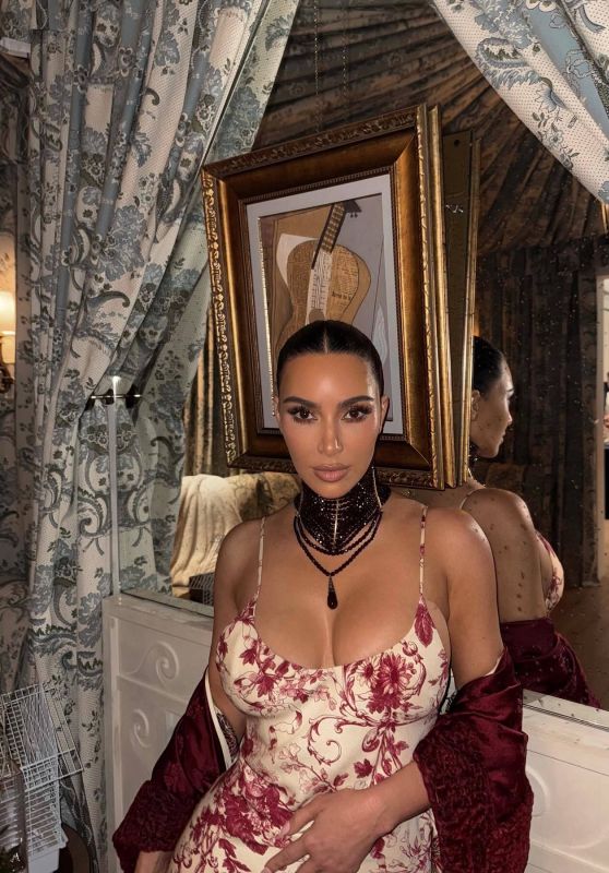 Kim Kardashian Channels Vintage Glamour in Floral Gown