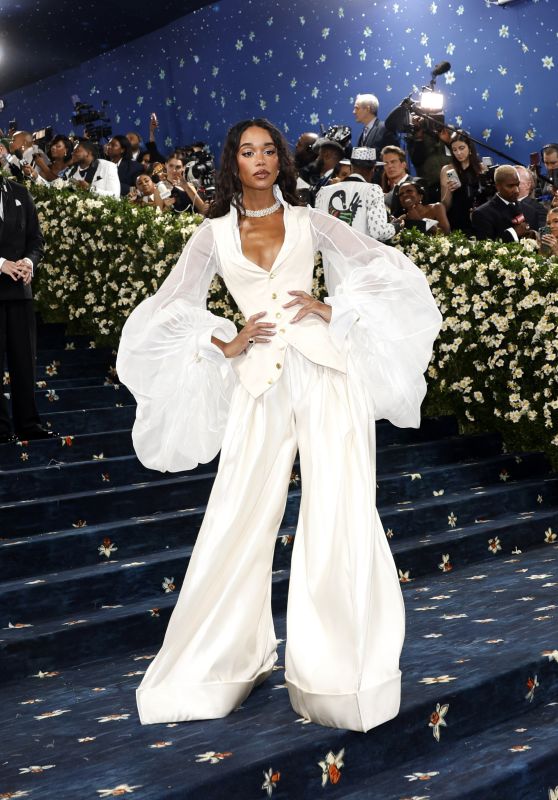 Laura Harrier: A Vision in White at the Met Gala 2025