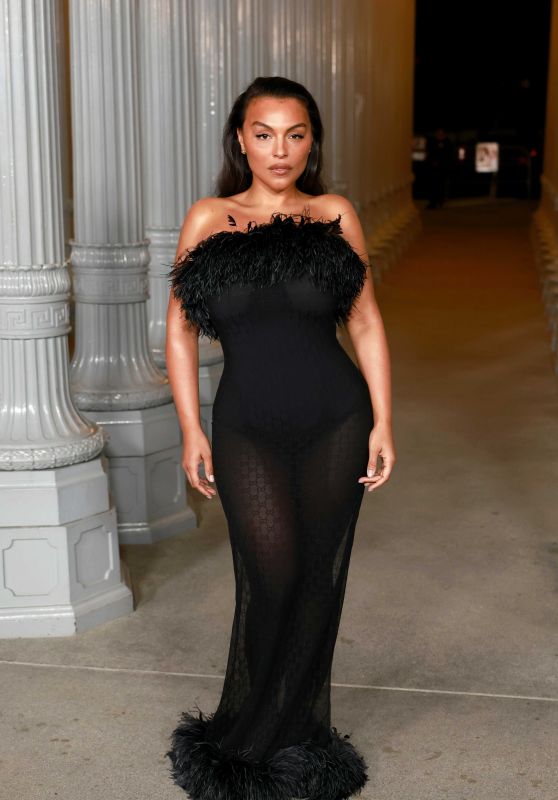 Paloma Elsesser Dazzles in Sheer Feathered Gown at LACMA Gala